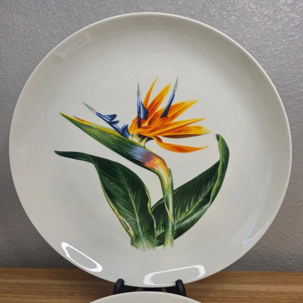Santa Anita Ware Bird Of Paradise Flowers Of Hawaii Chop Plate & Vegetable Bowl - Picture 2 of 11
